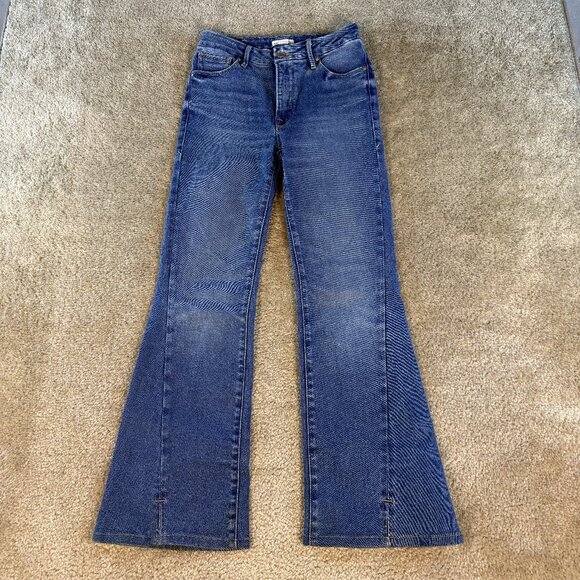Good American Denim - Good American Good Legs Flare Jeans Size 0/25 Twisted Slit Indigo Highwaist F436